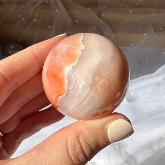 Carnelian and Flower Agate Sphere