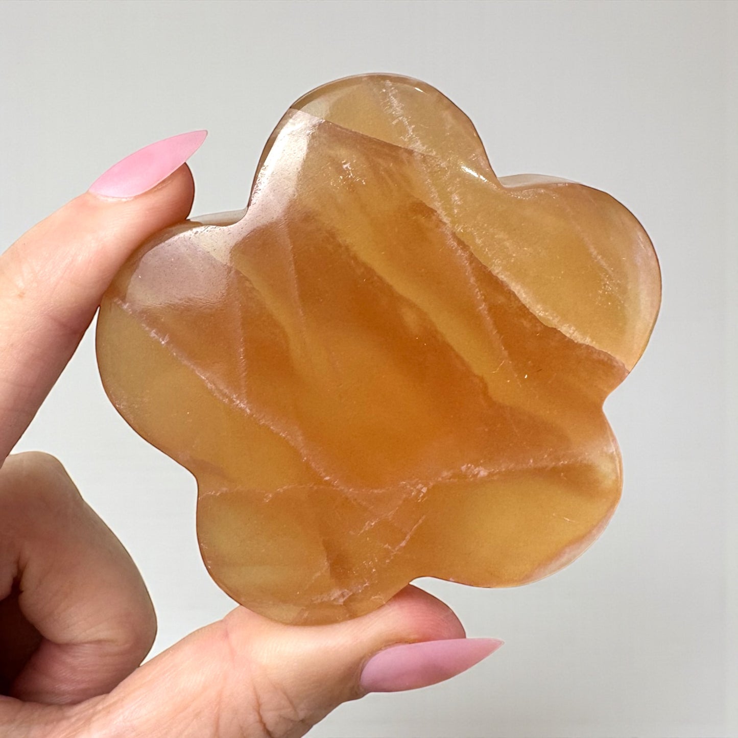 Honey Calcite Daisy Carving