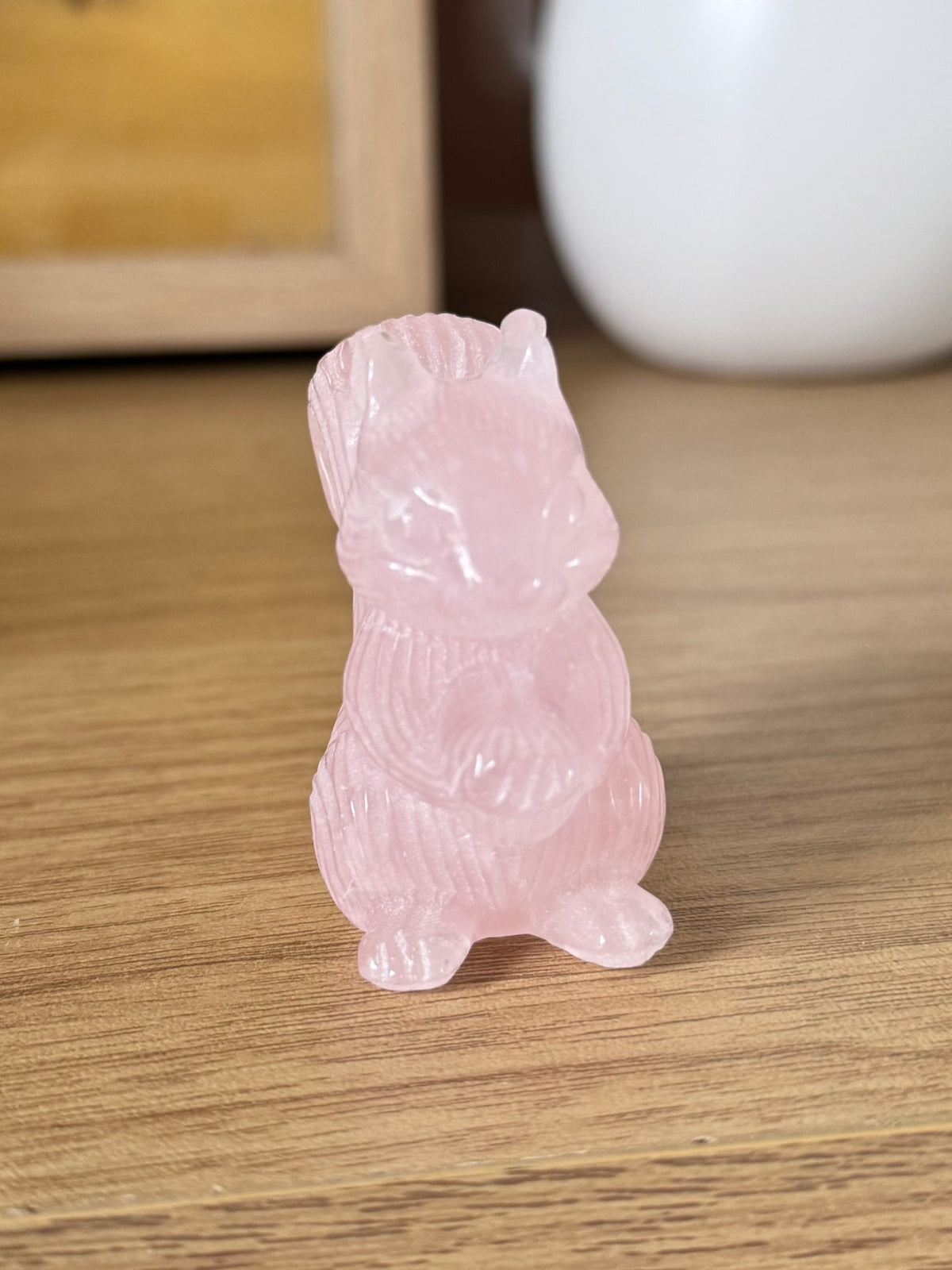 Rose Quartz Squirrel Carving