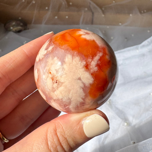 Carnelian and Flower Agate Sphere