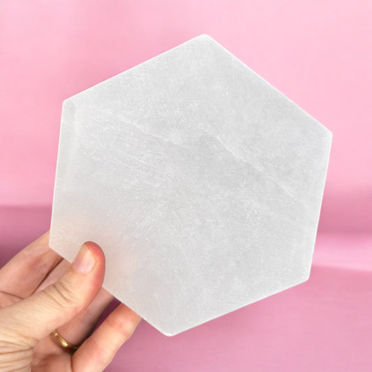 Hexagon Selenite Charging Plate 10.5cm - Intuitively Chosen