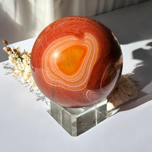 Carnelian Sphere (f) 6cm (scratched polish)