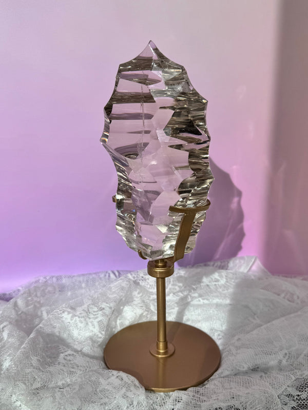 Sculpted HQ Clear Quartz on Stand