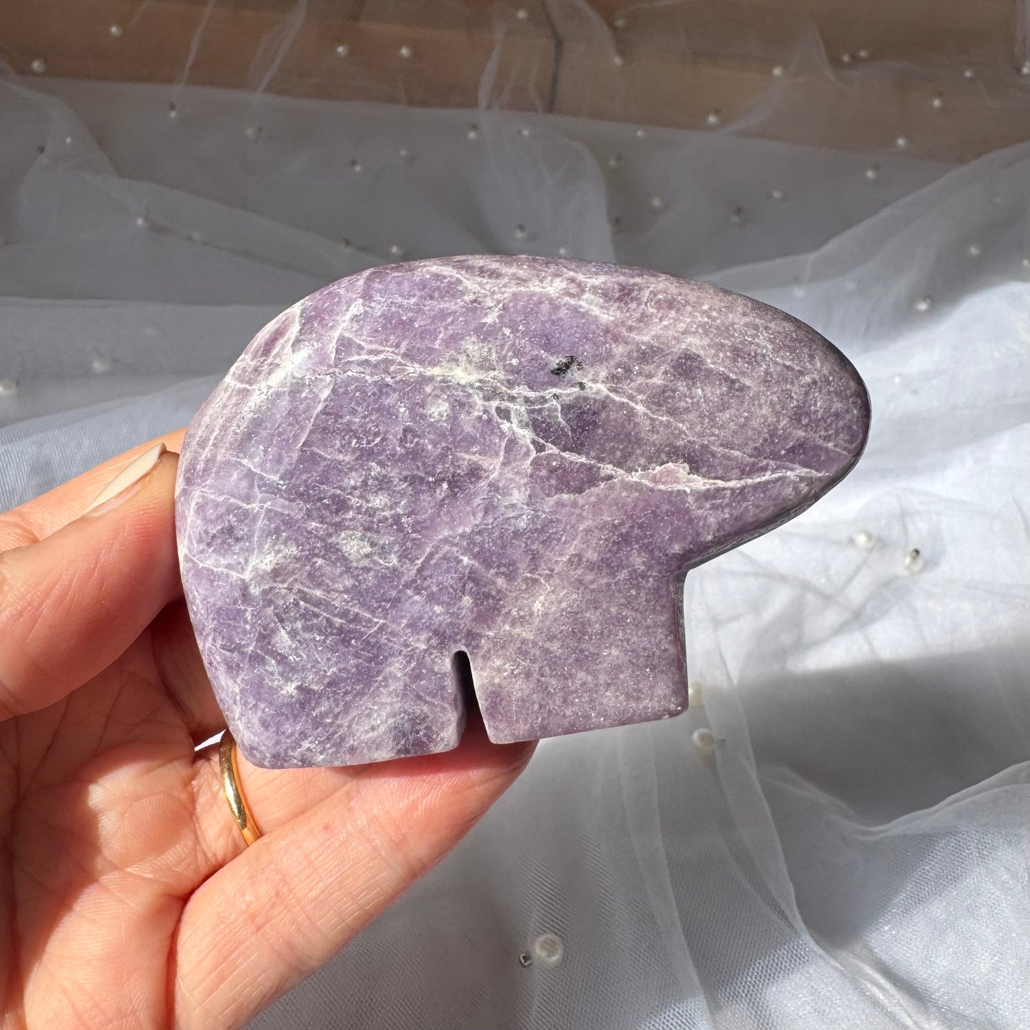 Lepidolite Bear Carving