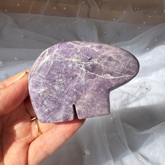 Lepidolite Bear Carving