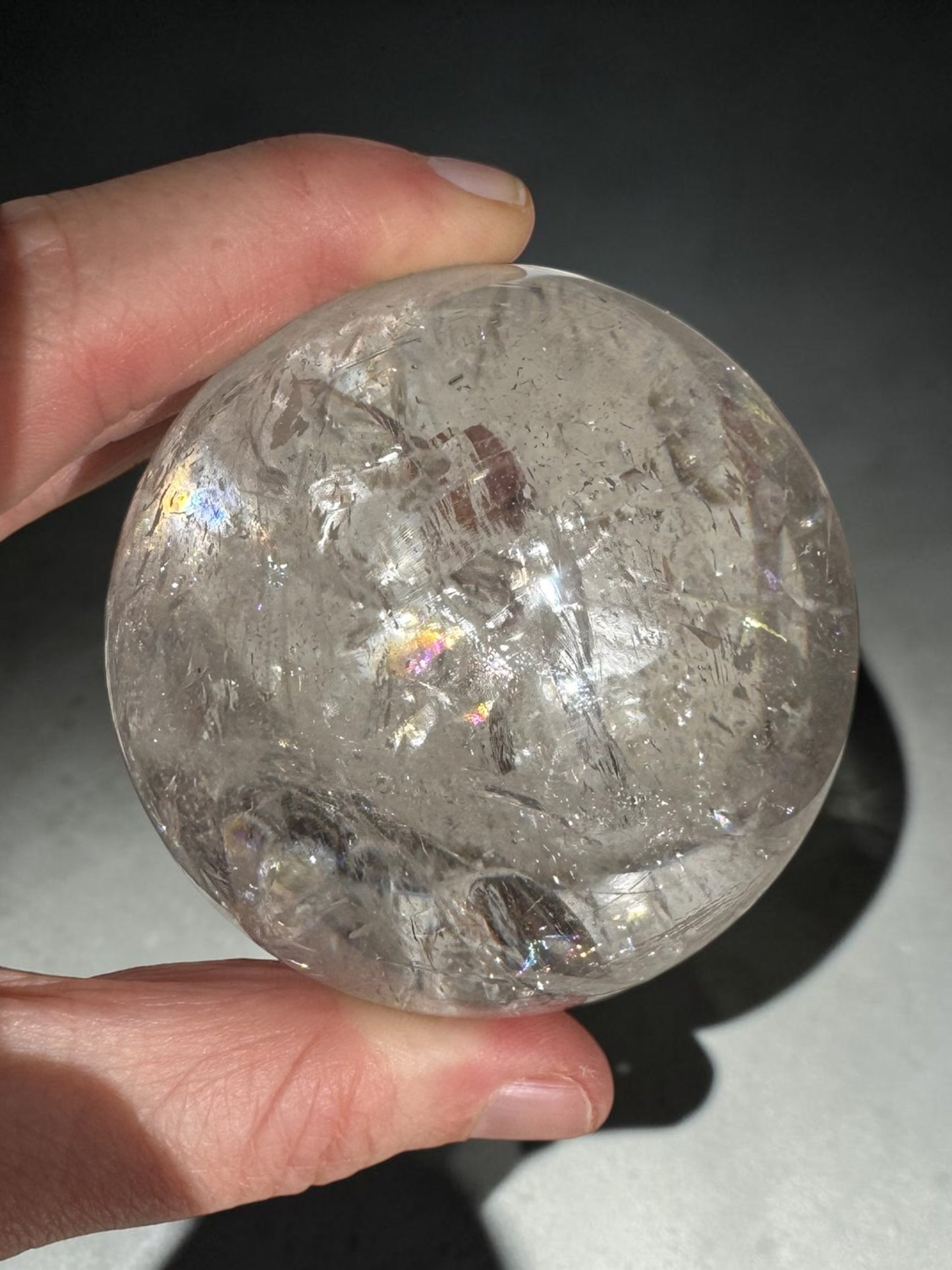 Rainbow Filled Clear Quartz Sphere