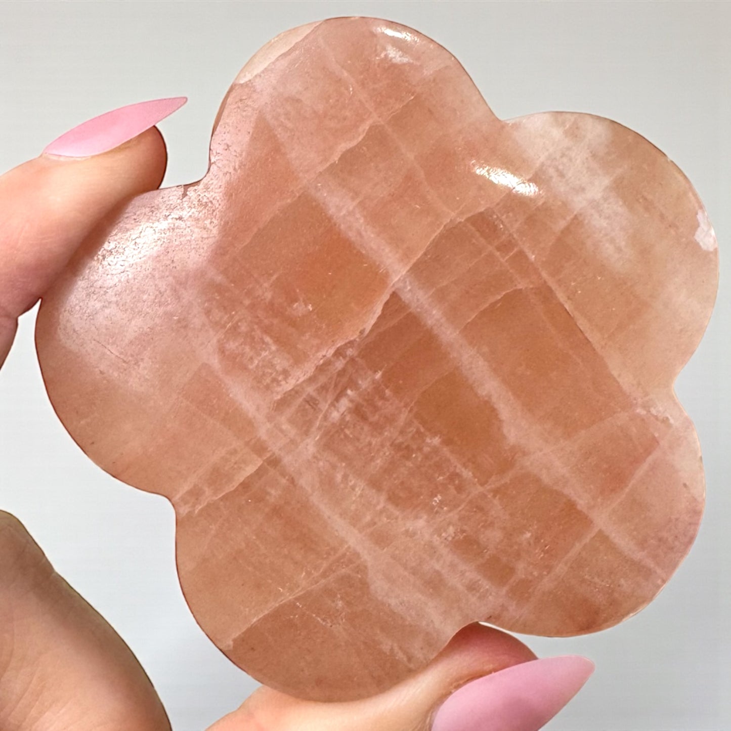 Rose Calcite Daisy Carving