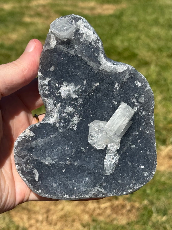 Blue Chalcedony with Apophyllite Cluster