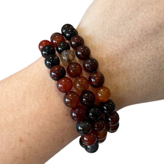 Red and Black Agate 8mm Bracelets