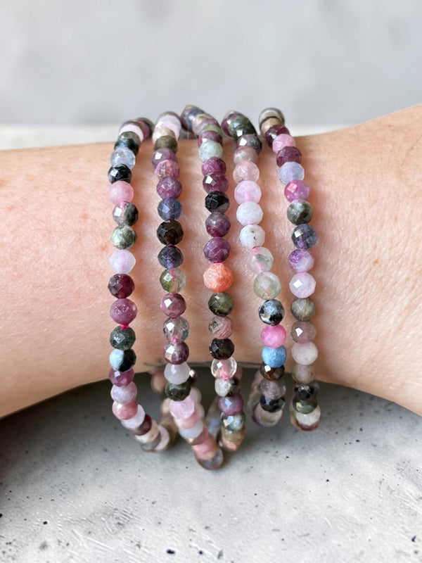 Mixed Material Faceted Bead Bracelets