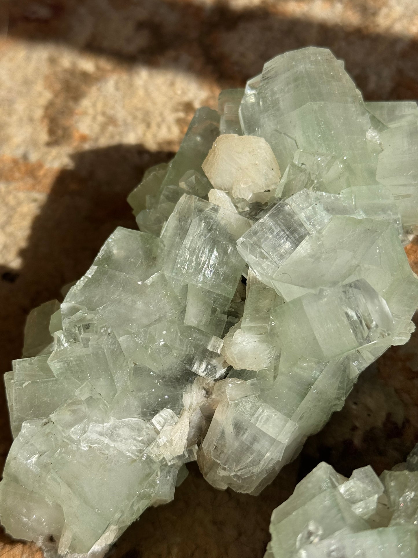 Sea Foam Green Apophyllite with Peach Silbite Specimen