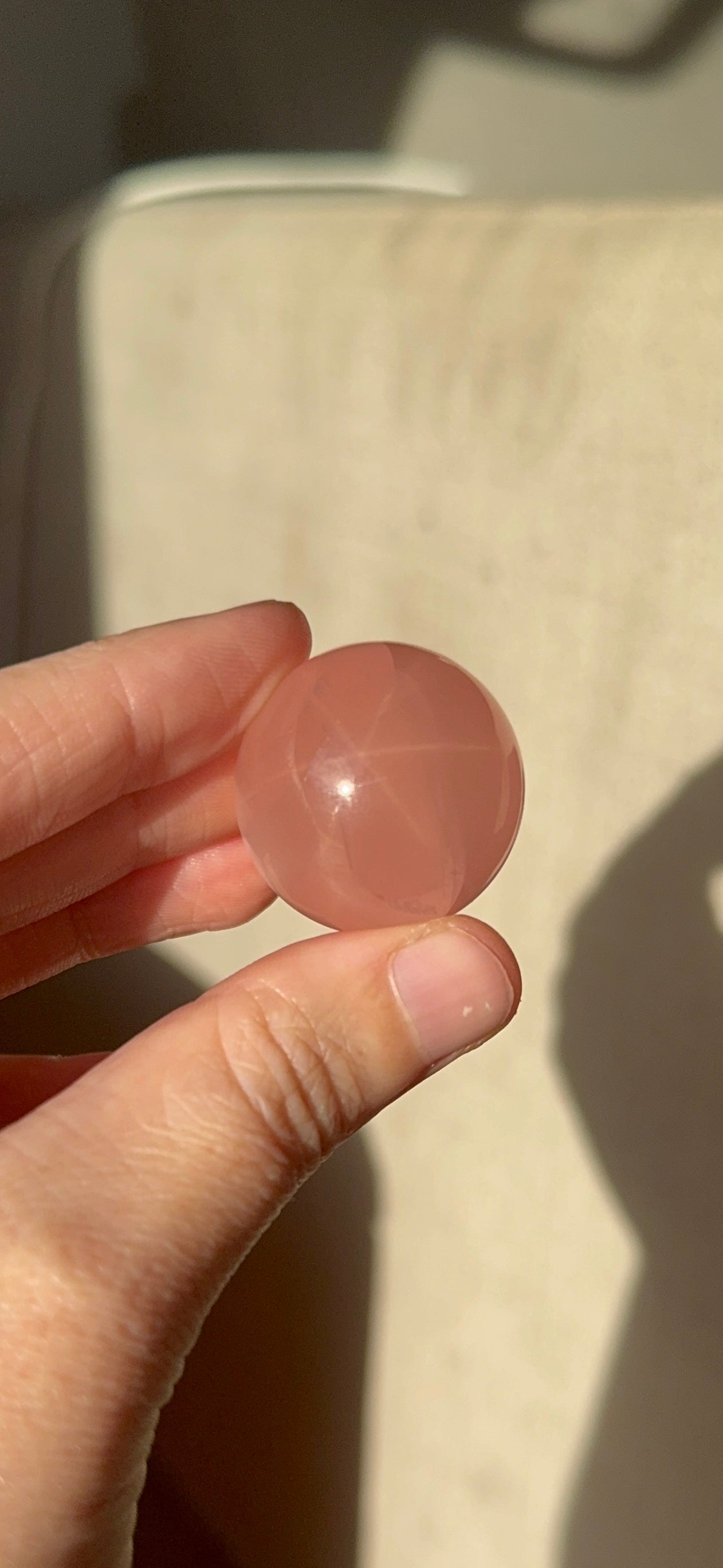 HQ Peachy Rose Quartz Sphere with Asterim