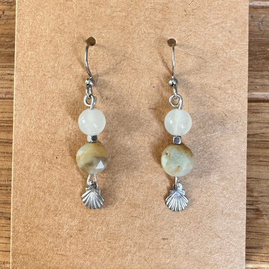 Agate and Jasper Shell Earrings