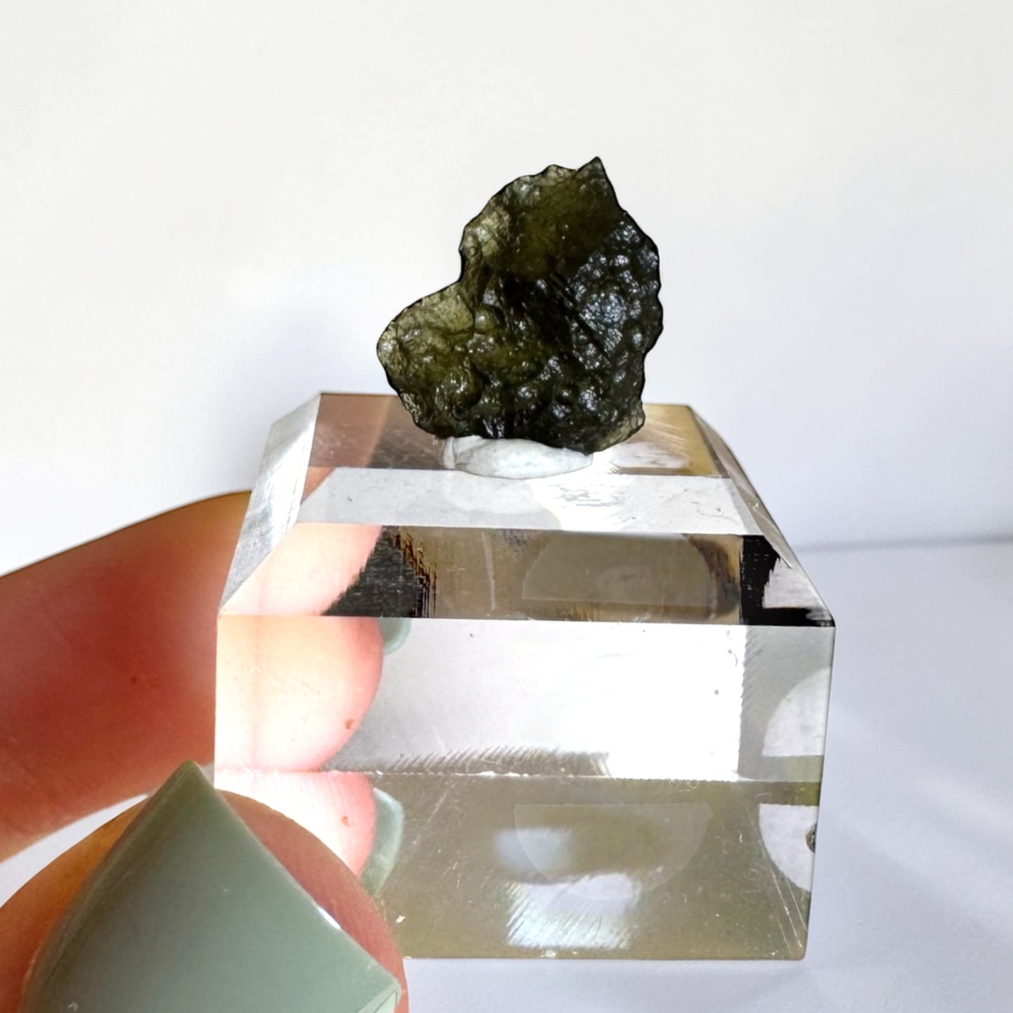 Moldavite Specimen with acrylic base
