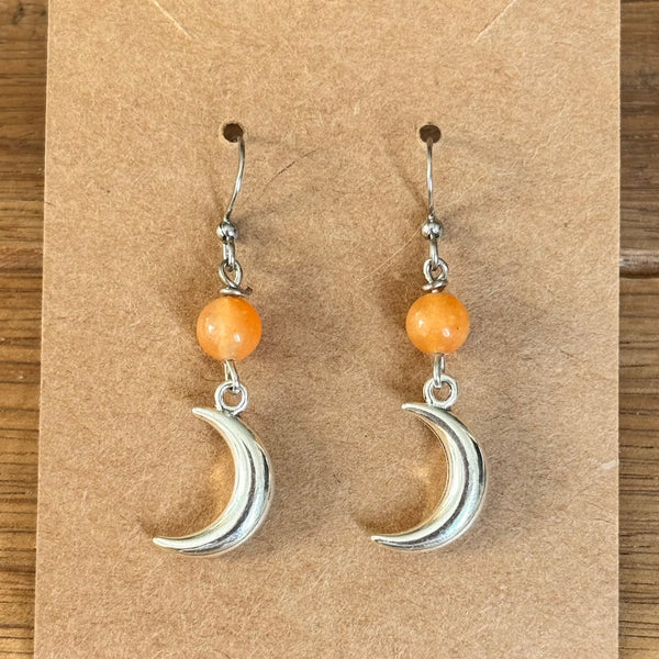 Aventurine Moon Earrings