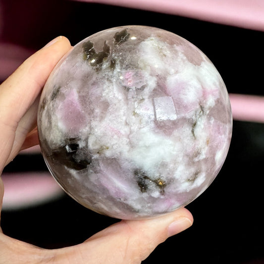 Pink Tourmaline with Mica and Quartz Sphere 8cm