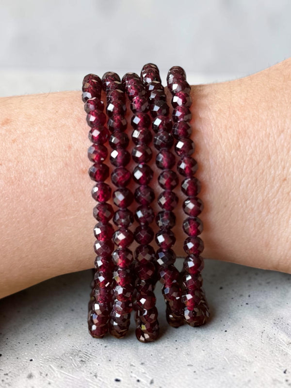 Garnet Faceted Bead Bracelets