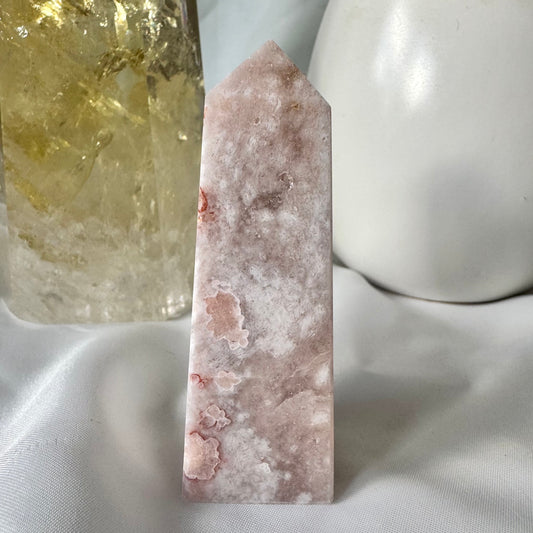 Pink Amethyst and Flower Agate Point (AD) 8cm