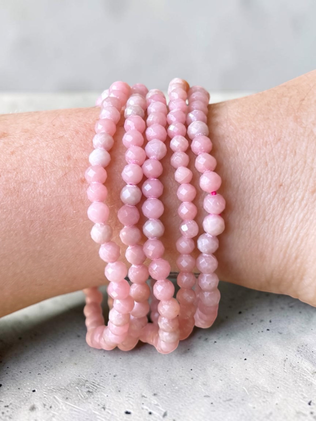 Pink Opal Faceted Bead Bracelets