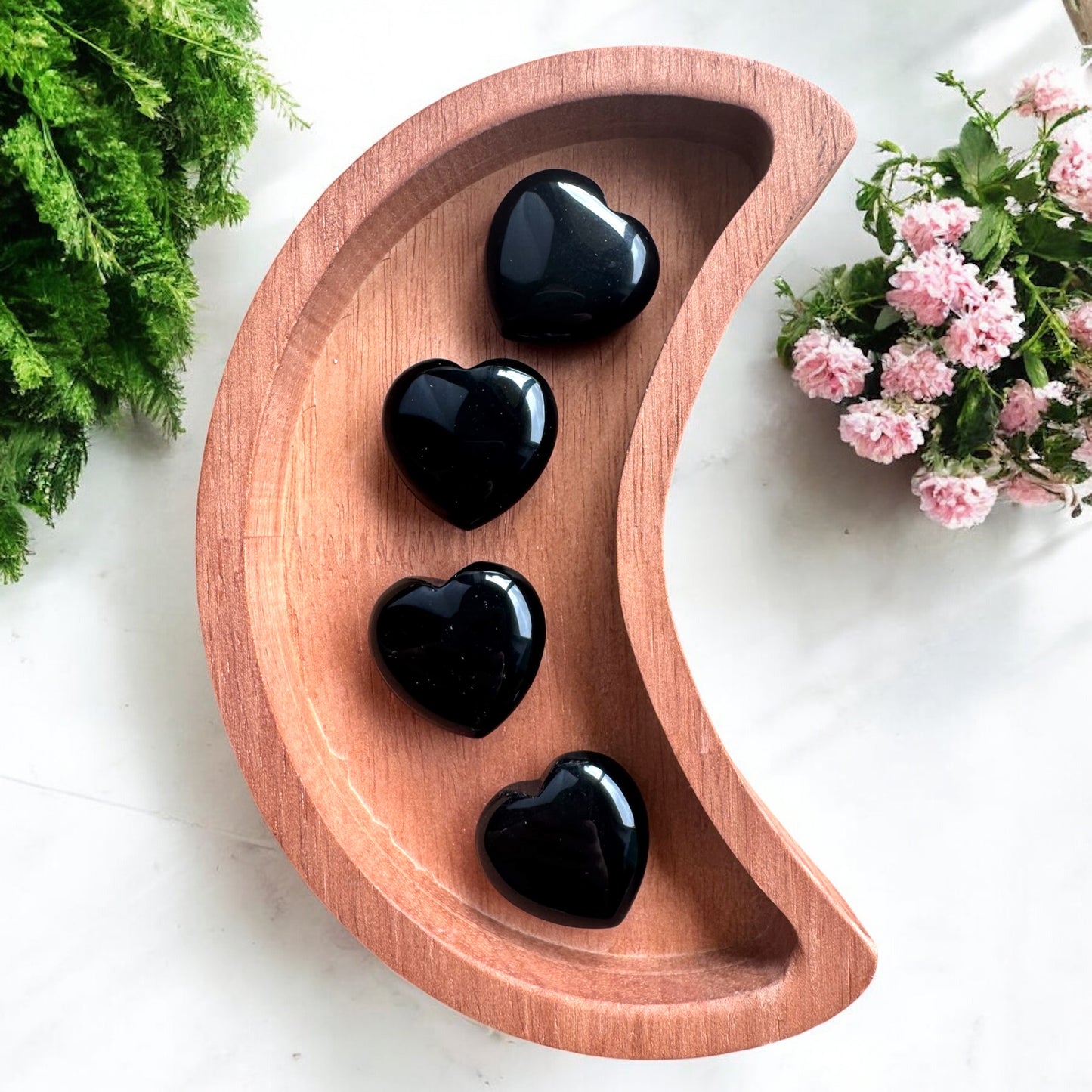 Obsidian Heart Carvings