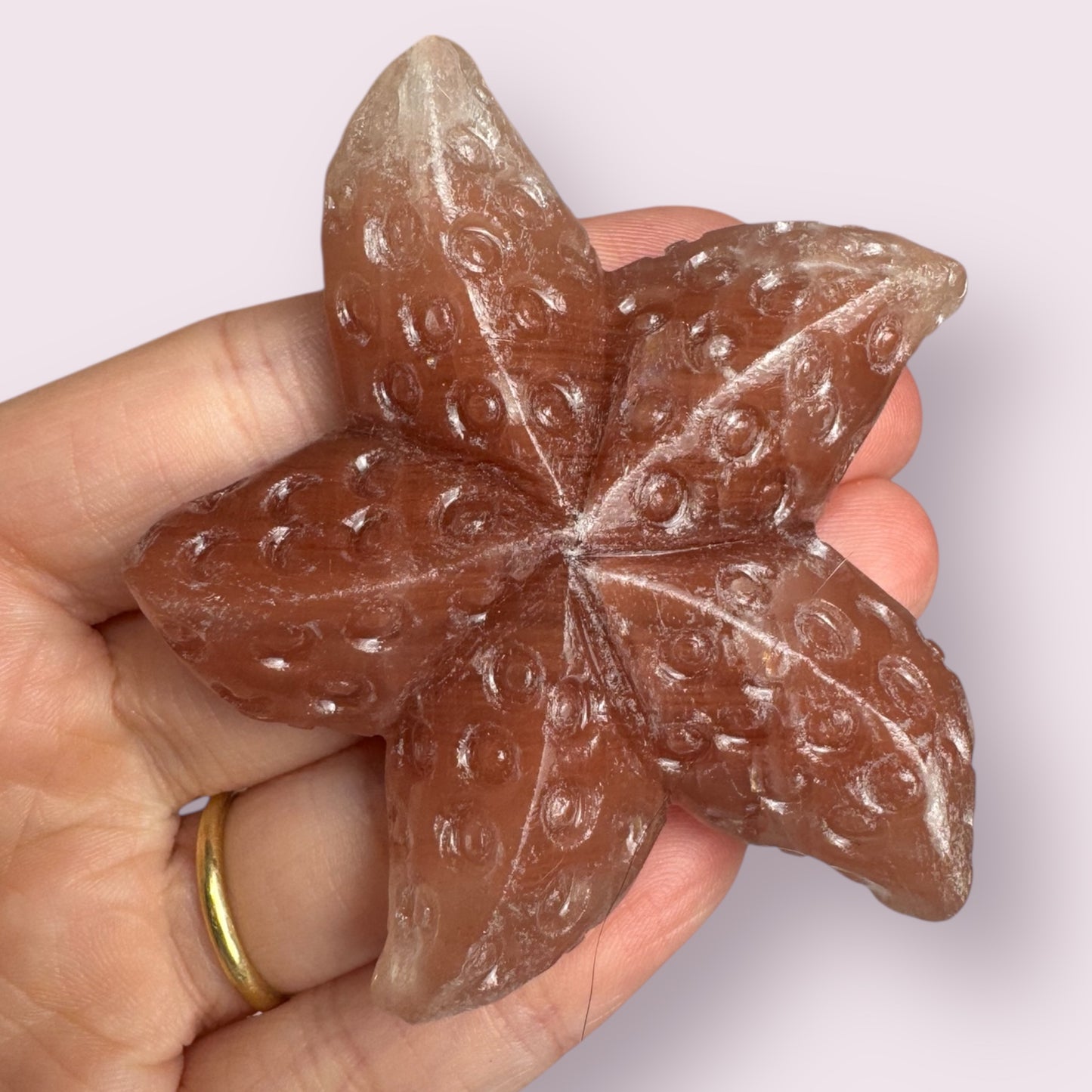 Rose Calcite Starfish Carving