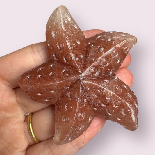 Rose Calcite Starfish Carving