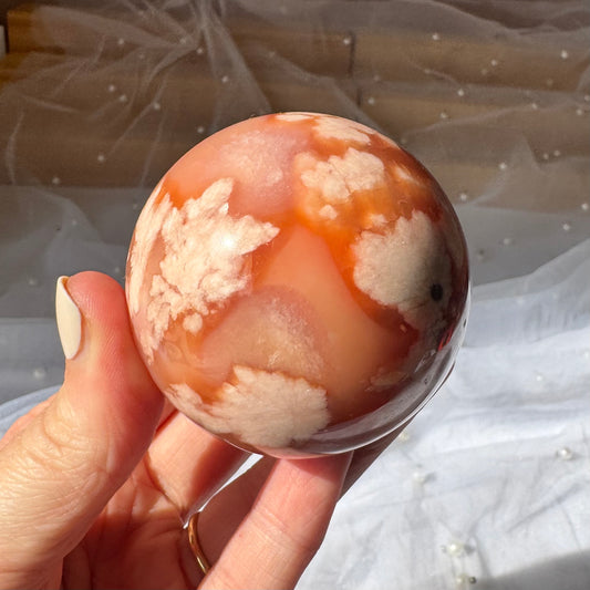 Carnelian and Flower Agate Sphere