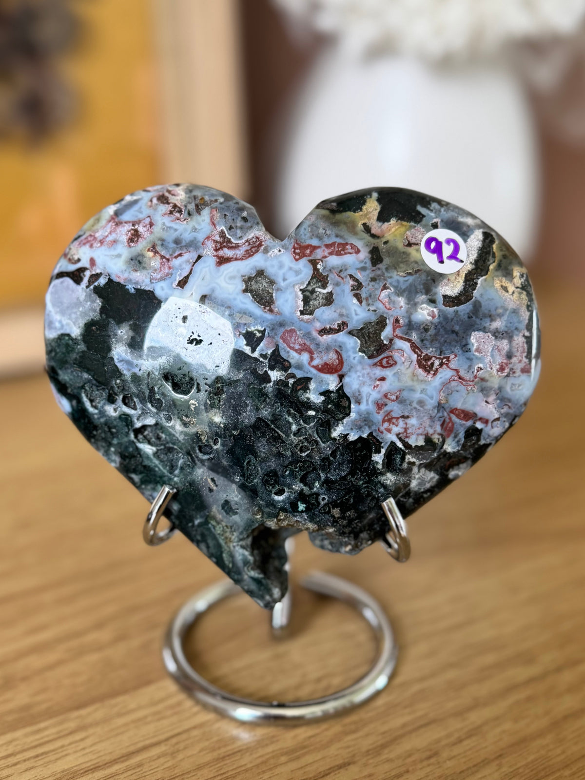 Sea Jasper Heart Carving