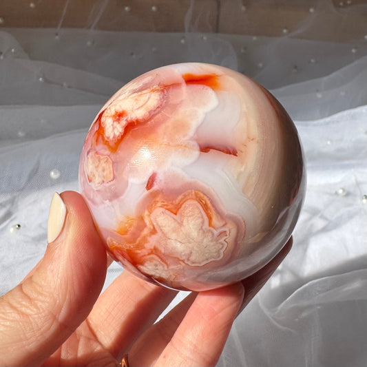 Carnelian and Flower Agate Sphere