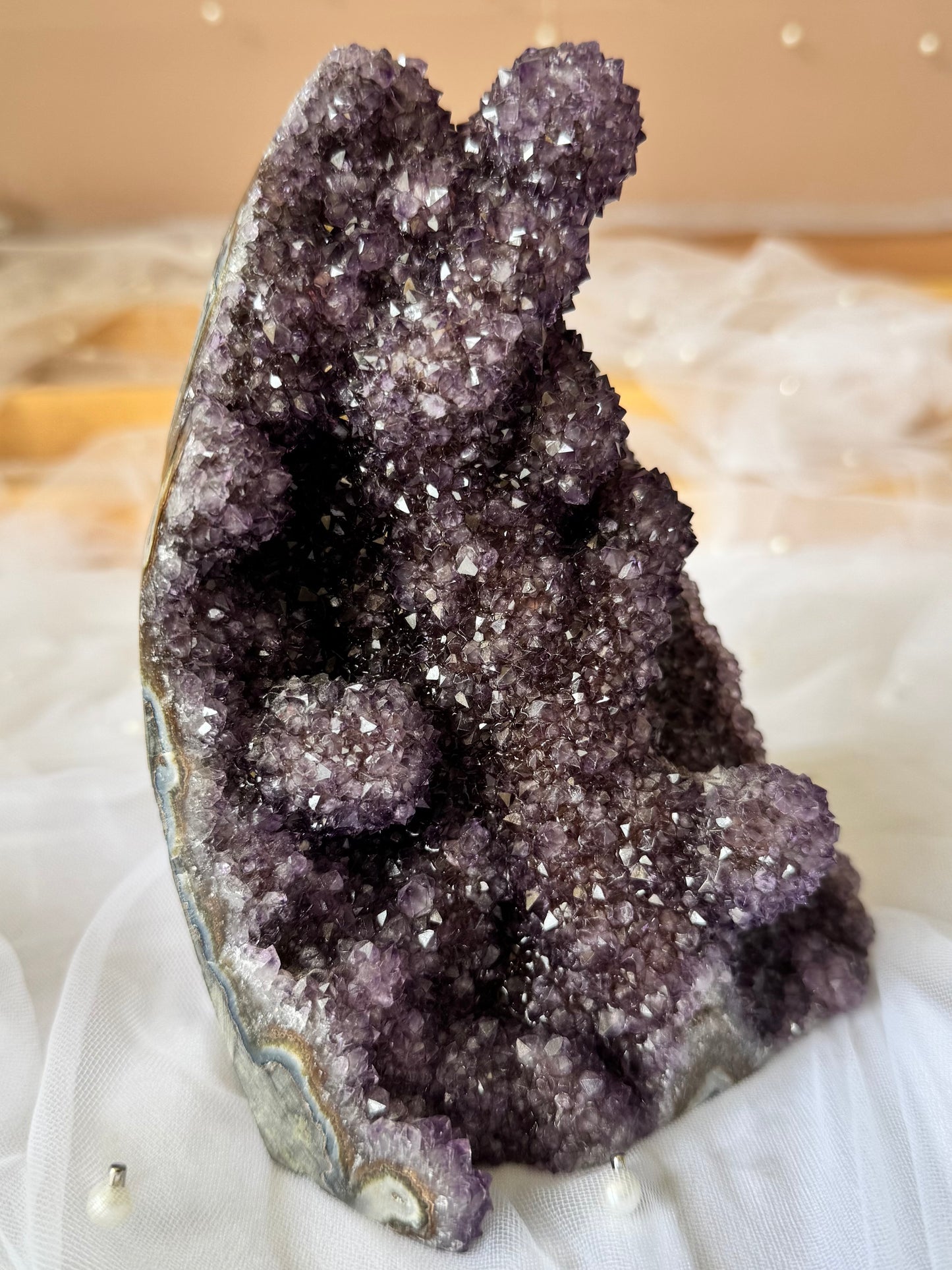 Druzy Amethyst Cutbase with Stalactite Formations 1.57kg