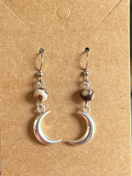 Chocolate Calcite Moon Earrings