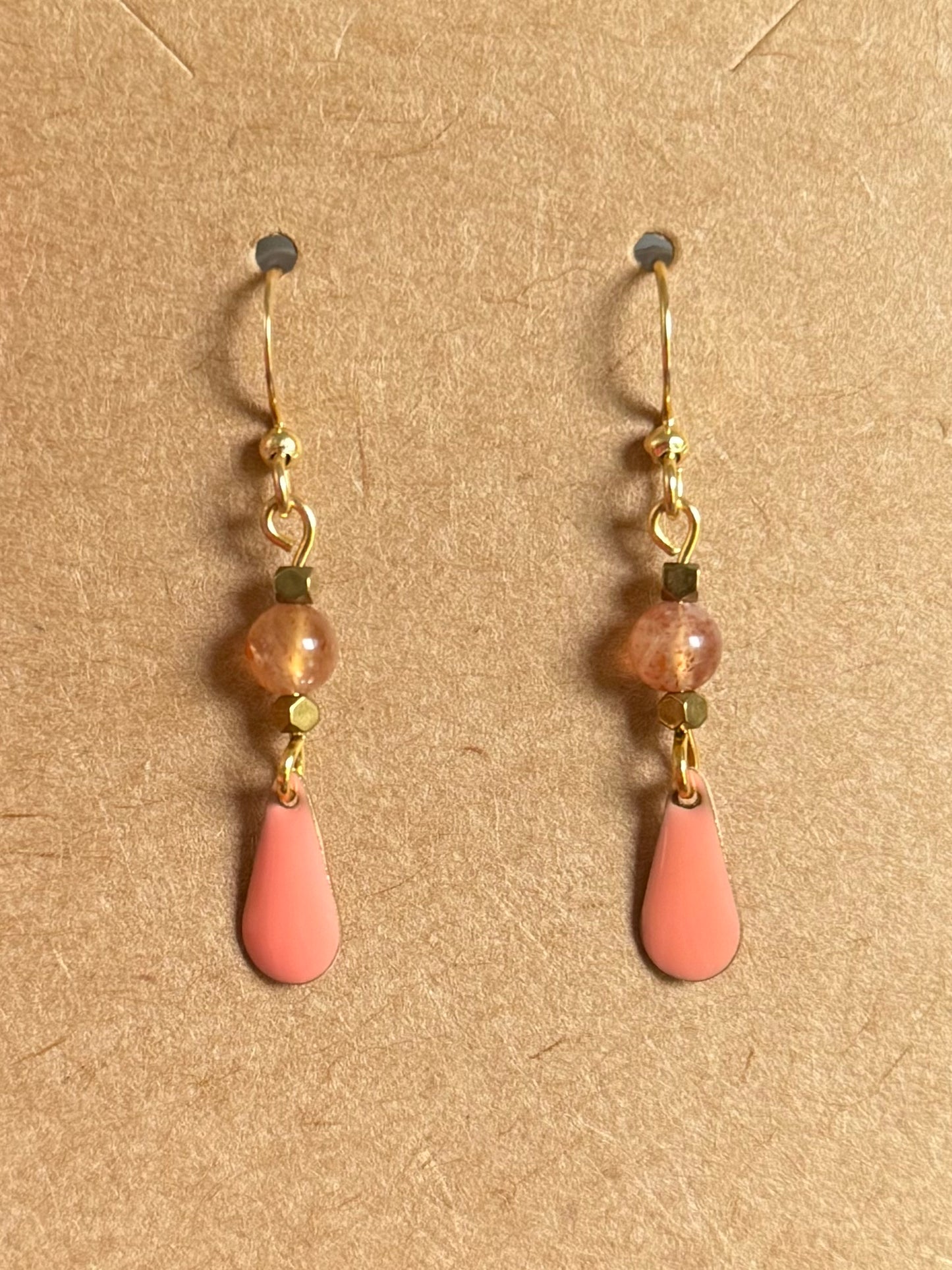 Sunstone Tear Drop Earrings