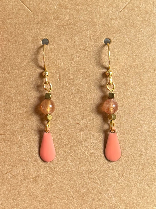 Sunstone Tear Drop Earrings