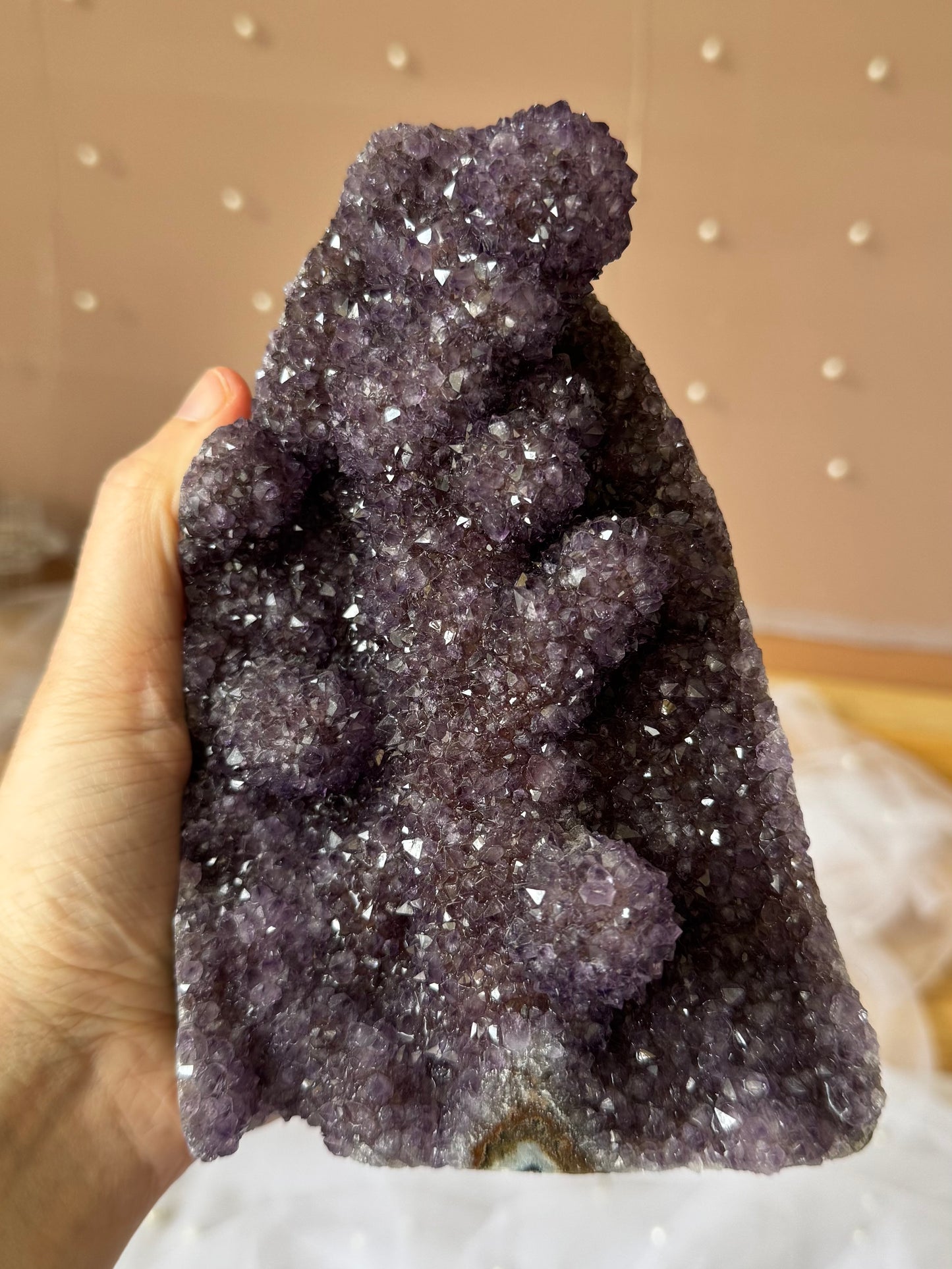 Druzy Amethyst Cutbase with Stalactite Formations 1.57kg