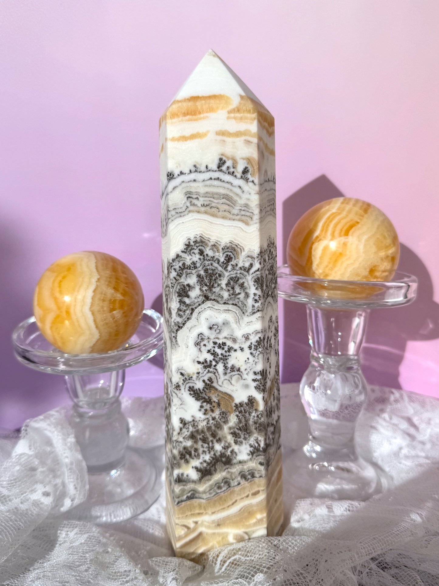 Dendritic Orange Calcite Tower