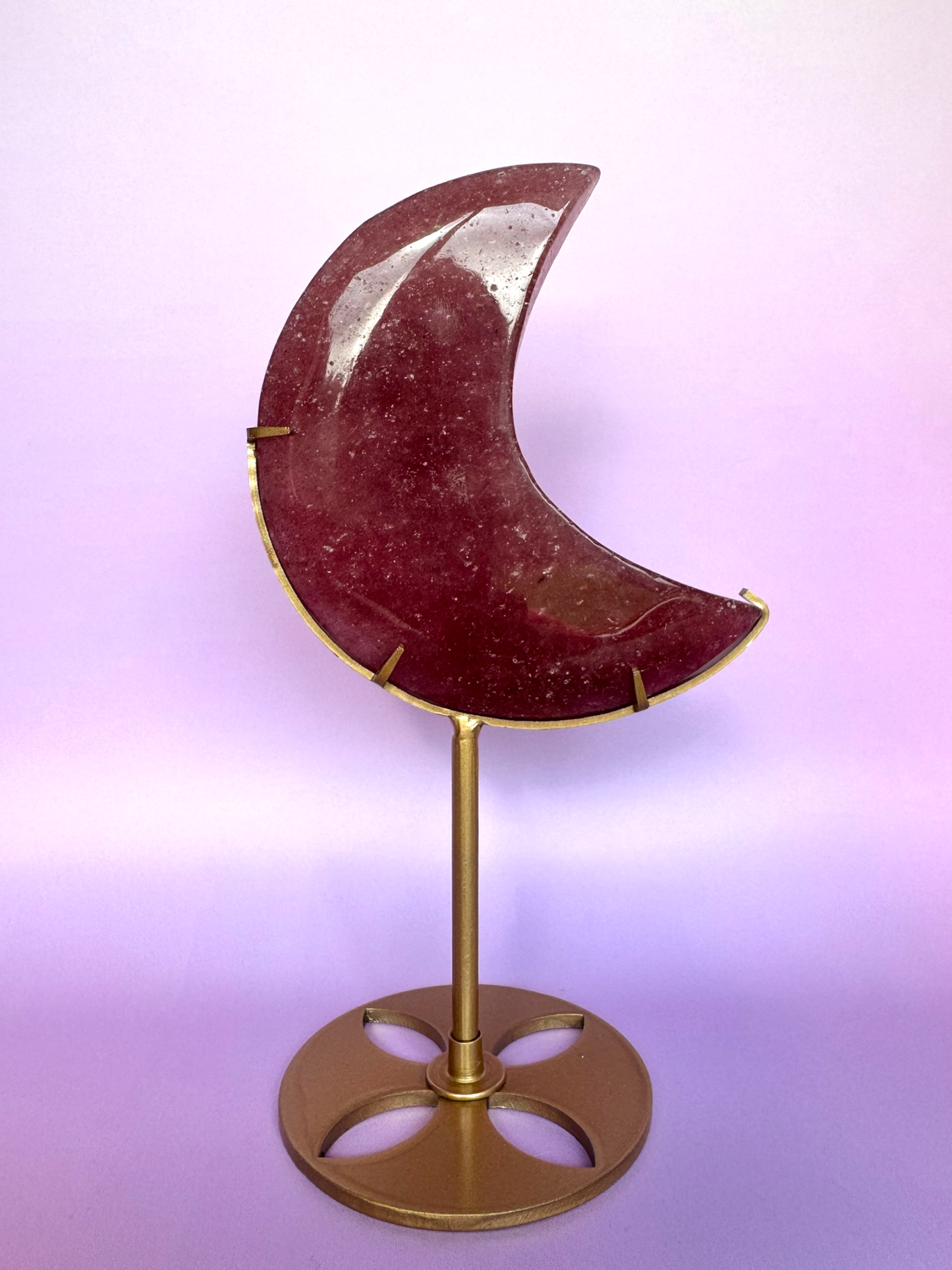 Strawberry Quartz Moon On Stand