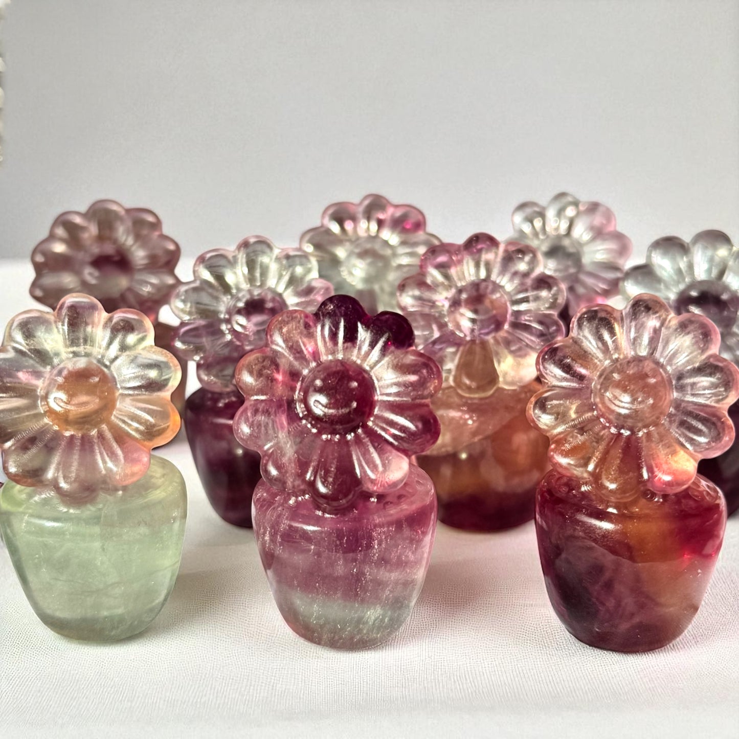 Candy Fluorite Flower Pot Carving | Intuitively Chosen