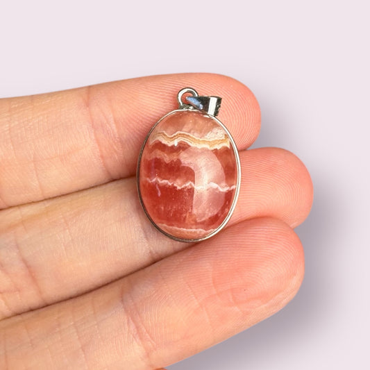 Rhodochrosite Pendant 925 Sterling Silver