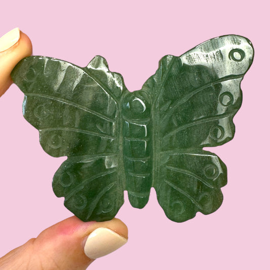 Green Aventurine Butterfly Carvings