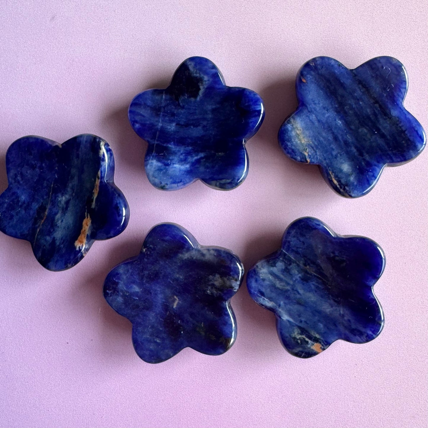 Sodalite Flower Worry Stones