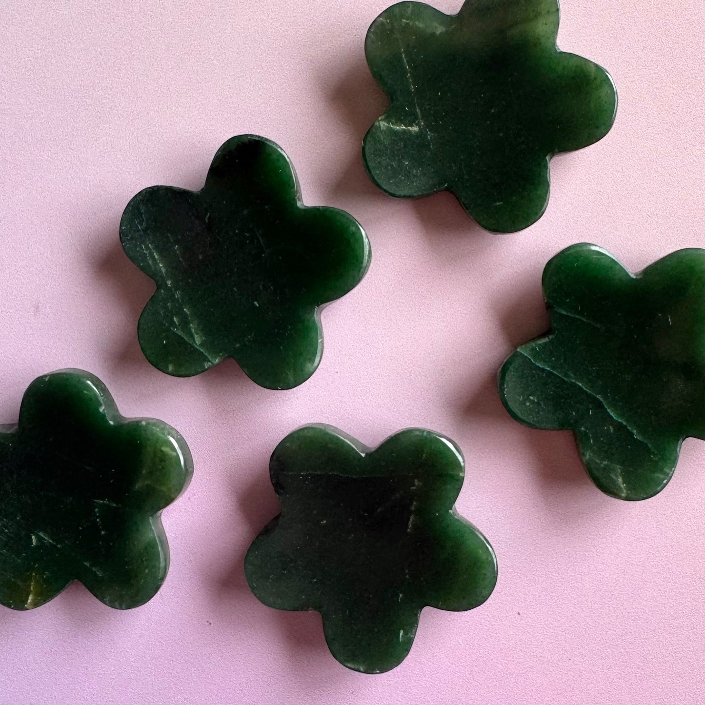 Jade Flower Worry Stones