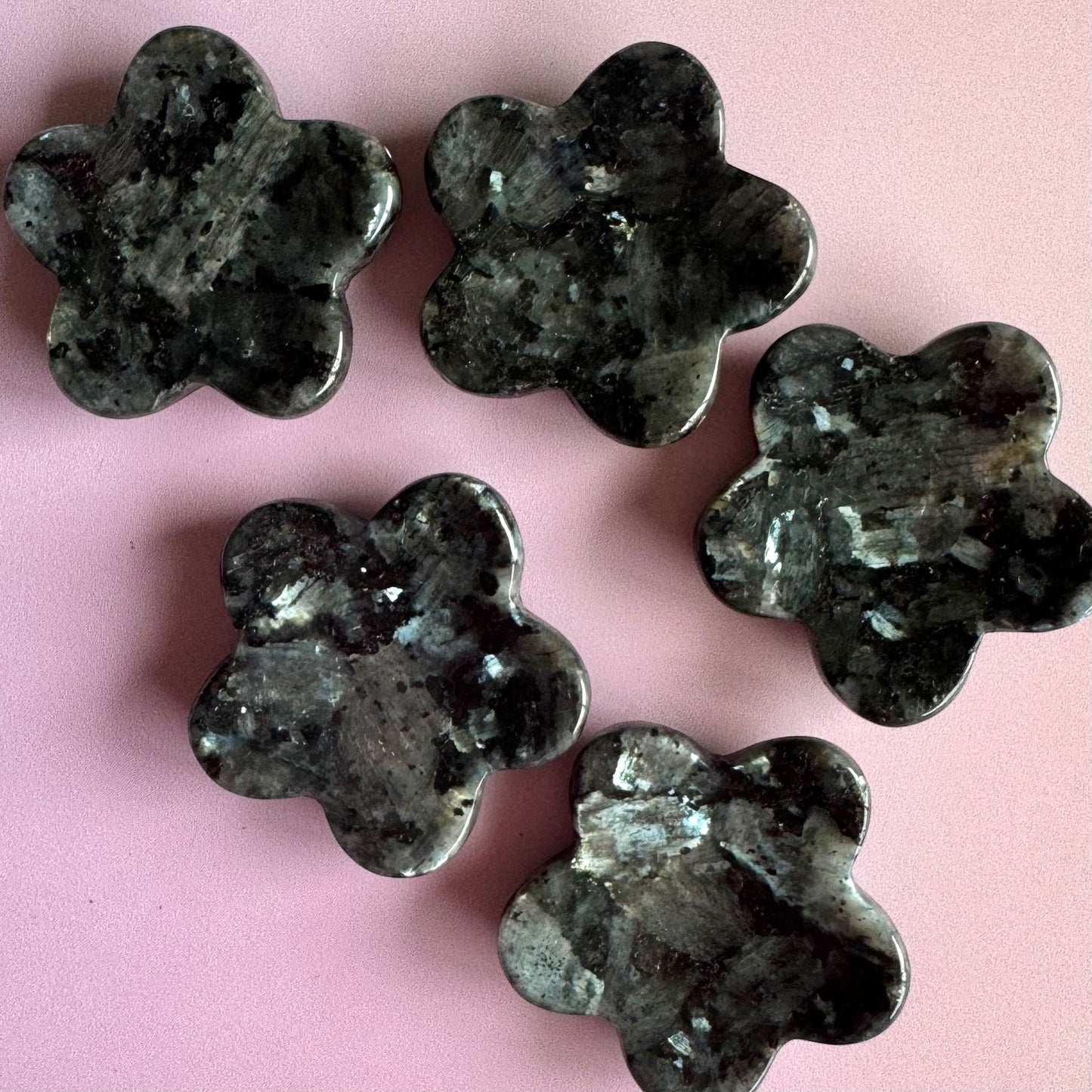 Larvikite Flower Worry Stones