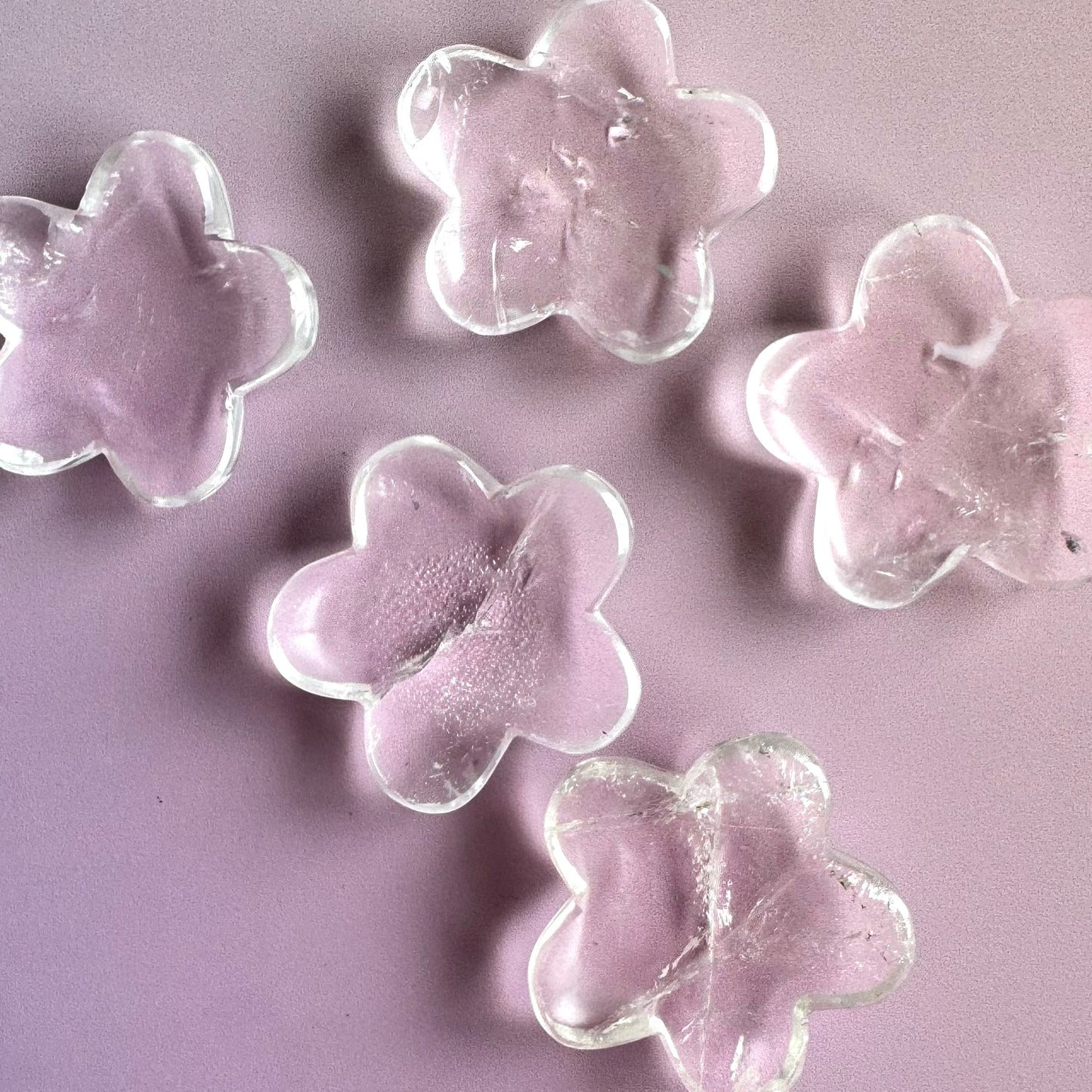 Clear Quartz Flower Worry Stones