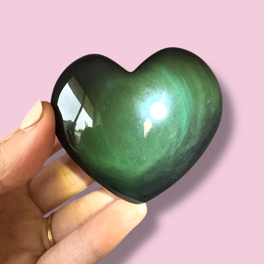 Rainbow Obsidian Heart Carving