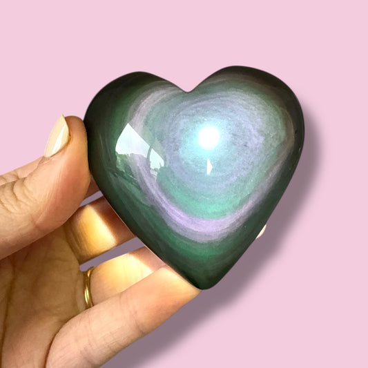 Rainbow Obsidian Heart Carving