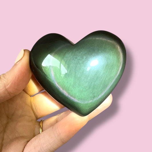Rainbow Obsidian Heart Carving (D)