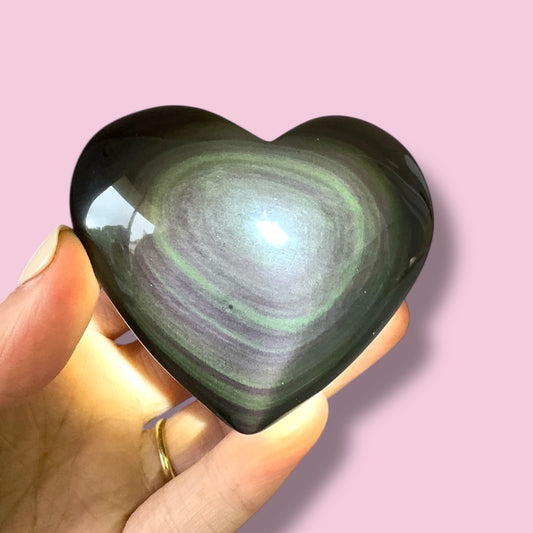 Rainbow Obsidian Heart Carving (B)