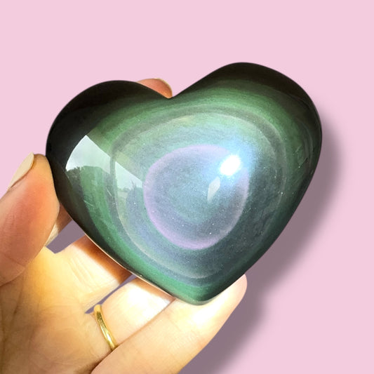 Rainbow Obsidian Heart Carving
