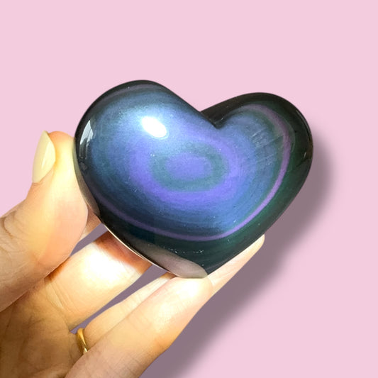 Rainbow Obsidian Heart Carving (B)