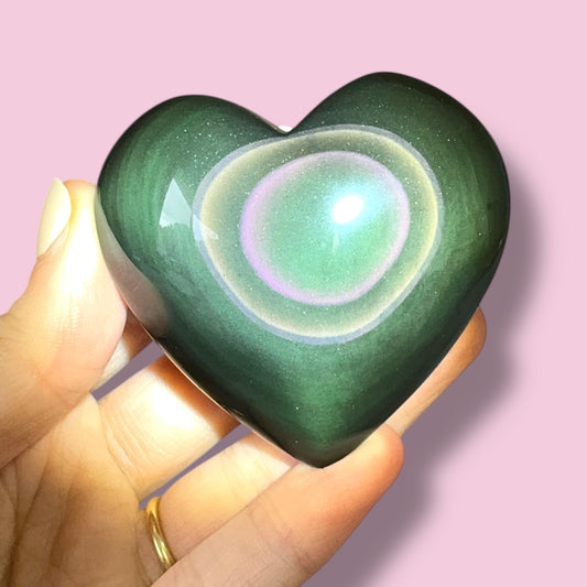 Rainbow Obsidian Heart Carving